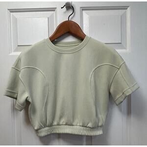 Lululemon Softstreme Light Green Gathered Crop Tee, Size 4